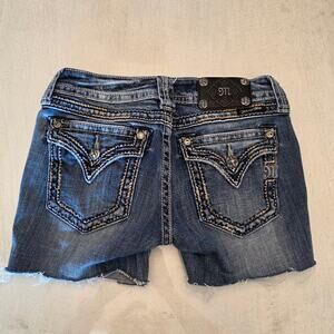 Miss Me Women's Denim Cut Off Jean Shorts Flap Pockets SZ 26 Y2K Stretch